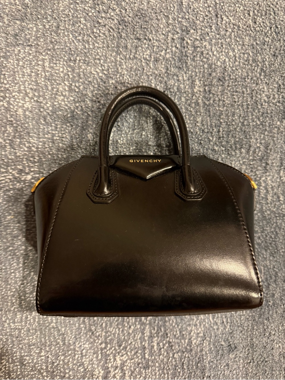 Givenchy Black Leather Mini Satchel with Gold Hardware